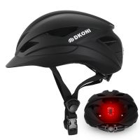 Dkoni HS 086 volwassenen fietshelm met lamp   zwart, maat L (58 61 cm)