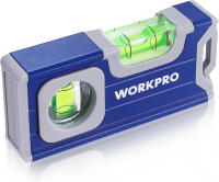 WORKPRO magnetische waterpas 115 mm, mini waterpas met 2 niveaus 90°/180°, magnetische waterpas met ophanggat, aluminiumlegering, sterke magneet, groefontwerp, voor metingen