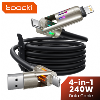 Toocki USB C naar Lightning kabel, Chubby 240W 4 in 1 oplaadkabel 6.6FT, USB A/C naar C/Lightning met ingebouwde lichtindicator, cadeaus voor Valentijnsdag, Compatibel met iPhone 17/16/15/14 Pro Max/MacBook/iPad/Samsung S25/Switch/PS5