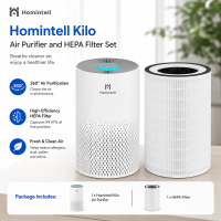Homintell Kilo luchtreiniger met extra HEPA  en koolstoffilter, 150 m³/h CADR, 3 ventilatorsnelheden, HEPA  en koolstoffiltratie, 8 uur timer, touchbediening, 7 kleuren sfeerlicht, luchtreiniger voor ruimtes tot 18 m²