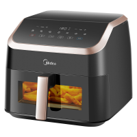 Midea airfryer met kijkvenster, 8,5 L, 8 in 1, Heatexpress rapid air technologie, geen olie nodig, max crisp, antiaanbak, flexibele verwarming met +1 minuut knop, vaatwasmachinebestendig