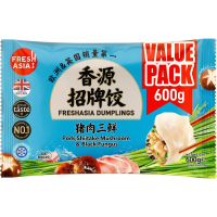 FRESHASIA dumplings met varkensvlees, shiitakepaddenstoel & zwarte judasoor 600 g