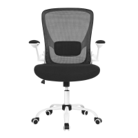 JOYFURNOS Zwart witte ergonomische mesh draaistoel – 53 cm brede zitting, lumbale ondersteuning, kantelfunctie, opklapbare armleuningen – perfect voor werk, slaapkamer of studentenkamer, 60×64×（103 110）cm