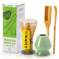 TEANAGOO Matcha Set, Bamboe Klopper (Chasen), Groene Celadon Klopper Houder, Traditionele Bamboe Lepel (Chashaku), Perfect voor Matcha Latte & Traditionele Ceremonies | Het Ultieme Cadeau voor Matcha Liefhebbers