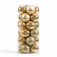 60 Mm 24 stuks gouden kerstballen, kerstornamenten, kerstdecoraties voor thuis, kerstboomornamenten, onbreekbaar kunststof kerstballen, feestelijke partyslinger, kamerdecoratie