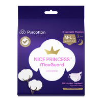Purcotton NICE PRINCESS MaxGuard Overnight Panties M L Size 2 Pcs, 100% Cotton Topsheet, Ultra Thin & Breathable, Instant Absorption &360° Leak Proof, Hypoallergenic & Comfortable, Ideal for Night / Heavy Flow & Sensitive Skin