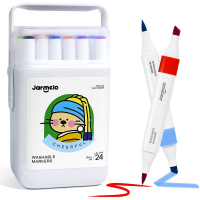 Jar Melo uitwasbare markers met dubbele punt, 24 kleuren (beitelpunt en penseelpunt)