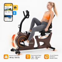Wenoker ligfiets met 15 instelbare magnetische weerstandsniveaus, hartslagmeting en lcd display, app compatibel – de stille ligfiets ontworpen voor senioren.