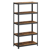 JOYFURNOS 5 laags stellingkast, stalen stellingkast voor opslag, gereedschapsvrije montage, voor garage, schuur, draagvermogen 600 kg, 50 x 100 x 200 cm, rustiek bruin en zwart