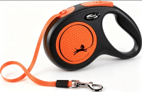 Flexi new neon bandlijn zwart/oranje S 5 m