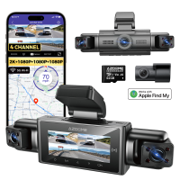 [World first Apple Find My Dashcam] AZDOME M350 4 kanaals 360 volledig zicht Dashcam werkt met Apple Find My Dashcam voor 2,5K, 1080P achtercamera links en rechts voor auto's, IR nachtzicht ingebouwde GPS met Find My spraakbesturing, 5 G wifi, superconden