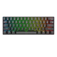 RK ROYAL KLUDGE RK61 60% Gaming Keyboard, Tri mode / RGB / Hot swap Mechanisch Toetsenbord met 61 toetsen zonder conflicten, Hot swappable PC gamingtoetsenborden voor Windows en Mac, Stille rode schakelaars   Zwart