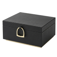 JOYFURNOS 2 laagse sieradendoos, sieradenopberger met handvat, uitneembaar sieradenbakje, zwevend effect, cadeau idee, zwart