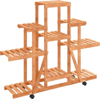 VidaXL Plantenstandaard met wielen   Massief grenen, 110 x 25 x 101 cm, Lichtbruin