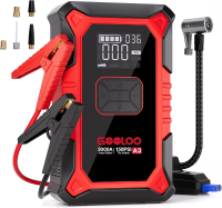 [69 Na promotie] GOOLOO A3 starthulp powerbank met compressor, 3000 A piekstroom, 150 psi, starthulp powerbank voor 12 V voertuigen (tot 9,0 l benzine/6,5 l diesel), draagbare auto starthulp met digitaal en led