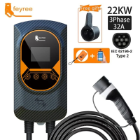 Feyree EVSE wandstation 22 kW EV oplaadstation, 32 A, elektrische auto oplader, wandmontage, Type 2 kabel, App  en wifi bediening