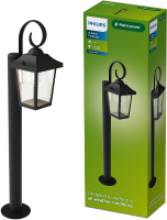 Philips Buzzard Sokkellamp   Buitenverlichting   E27 fitting   Weerbestendig: IP44   Zwart   Hoogwaardig Aluminium en Glas   Klassiek ontwerp