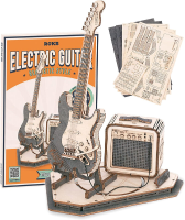 Robotime Rolife elektrische gitaar 3D houten puzzel bouwspeelgoed 17 x 10,5 x 22 cm 1 stuk,Wooninrichting, boekenkastdecoratie,Handgemaakte cadeaus voor volwassenen en tieners,Onderwijs speelgoed