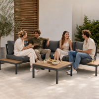 Terrabeta garden furniture steel garden corner sofa set with coffee table, table top in polywood