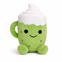 Flooffees London Green pluche mokspeelgoed – schattig kawaii zacht speelgoed met slagroomtop, 25 cm knuffelbare bureau buddy, slaapkamerdecoratie & cadeau voor kinderen