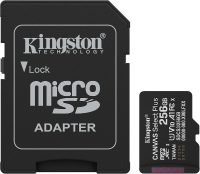 Kingston Canvas Select Plus 256 GB microSD geheugenkaart   Gen 3, 150 MB/s, A1, Inclusief adapter