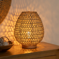 Atmosphera Tafellamp   Natuurlijk hout, 35,5 cm