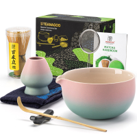 TEANAGOO Matcha Klopper, Matcha Set Roze, Matcha Kit Gradient Roze, Matcha Klopper Set voor het maken van Ontbijt/Latte, 7 delige Matcha Klopper Set en Kom met Alle Accessoires, Cadeau voor Matcha Liefhebber, Nieuwjaarsuitverkoop, Top cadeau keuzes