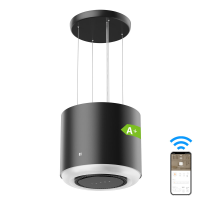 Ciarra 41 cm Vrijhangende Eilandafzuigkap – Slimme Wi Fi bediening, Elegante zwarte afwerking, 550 m³/h