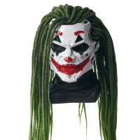 Futuristisch robot clown masker met groene dreadlock pruik, eng Halloween masker voor volwassen mannen, griezelig Joker cosplay masker voor Halloween feest, spookhuis, maskerbal, kostuum rekwisieten