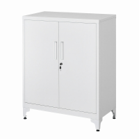 JOYFURNOS Afsluitbare Mat Witte Stalen Opbergkast – 80 x 40 x 90 cm 2 Deuren, Diepe Planken, Veelzijdig Gebruik – Ideaal voor Garage, Kantoor, Studeerkamer of Woonkamer