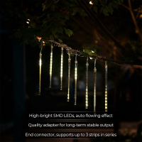 M.TK Vallende Regen LED lichtslinger met 15 buizen, 720 LED's, waterdicht, sneeuwval ijspegel kerstverlichting (warm wit)