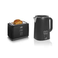 FRITEL Ontbijtset   Broodrooster + Waterkoker   Keukenapparaten Set / Keuken Startersset   Digitaal Display   2 delig   Mat Zwart   Modern Design   Combi Deal