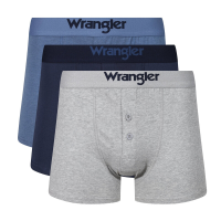 WRANGLER WRA boxershorts met knoopsluiting   gemêleerd grijs/ marineblauw/ donkerdenim gemêleerd   maat M
