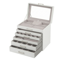 JOYFURNOS 6 Laags Grote Sieraden Organizer met Grote Spiegel, Wit