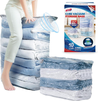 Taili 10 pack vacuüm opbergzakken, ruimtebesparende zakken, jumbo kubus 31x40x15 inch, extra grote vacuümzakken voor dekbedden, dekens, beddengoed, kleding, kledingkast organisatie ruimtebesparend, transparant