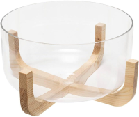 Secret de Gourmet Saladeschaal   24 cm, hout en transparant glas