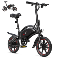 DYU D3S elektrische fiets voor volwassenen, 250 W motor, 36 V 10Ah accu, 14 inch banden, mini opvouwbare elektrische fiets   Zwart