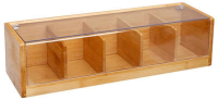 5Five Bamboe Theedoos   5 Compartimenten, Lichtbruin, 36 x 11 x 10 cm