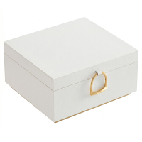 JOYFURNOS   Sieradendoos met 2 Lagen, Sieraden Organizer met Handvat, Verwijderbare Sieradenschaal, Zwevend Effect, Cadeau idee, Wit