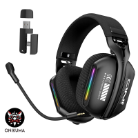 ONIKUMA GT808, RGB verlichte draadloze headset met drie modi, ideaal voor PC/laptop/FPS gamers, 2.4GHz draadloze gamingheadset met microfoon, 5.3 Kanaals draadloze gamingheadset, stereo audio, oplaadbare gaming/muziekheadset, over ear headset, cadeau