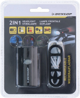 Dunlop Fietshelm Koplamp   2 in 1, zwart
