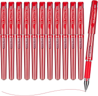 M&G ExpertGel Gelpennen, 12 Stuks Rode Inkt, Middelgrote Punt 0,7 mm, Sneldrogende Gelpennen met Antislip Grip en Dop, Soepel Schrijven voor Kantoor en School