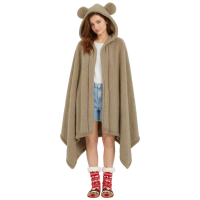 MENDALE deken met capuchon, extra dik en extra groot, ultrazachte fleece met zachte sherpa omkeerbaar warm knus comfortabel draagbaar met capuchon voor volwassenen mannen & vrouwen (Bruin)