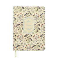 Jubiluu A5 elegant gelinieerd notitieboek met harde kaft van stof   96 vellen (100 g offsetpapier), bladwijzer en elastische band   klassiek crèmekleurig gelinieerd notitieboek voor schrijven, school, kantoor en cadeaus vintage tuin