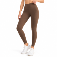 【Hoge taille en tailleverkleinende nude look legging】Yogalegging   Mokkabruin   L