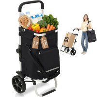 Opvouwbare Boodschappentrolley Met Koelvak, 3 in 1 Trolley, Steekwagen En Schoudertas, Boodschappentrolley, Boodschappentrolley Met 60 Liter Capaciteit En Bevestigingsriem, Boodschappentrolley Met Wielen, Opvouwbare Trolley, Boodschappenwinkel, Draagbare 