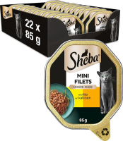 Sheba Mini Filets Kattenvoer Kattenvoer in Blik Eiwitrijk Verschillende Smaken Kip & Kalkoen 22 x 85 g