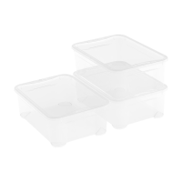 Curver KIS T Box opbergbox met deksel   31,5 L   set van 3   55,5 x 39 x 19 cm   transparant   premium opbergoplossing, duurzaam kunststof, moderne woonorganisatie
