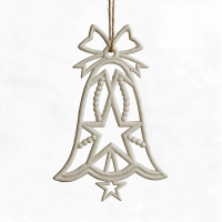 2 Stuks witte gecarveerde hangbelletjes, decoratie voor thuis en tuin, decoratie voor de kerstboom