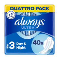 Always Ultra maandverband, maat 3, lang plus, quattropack, 40 stuks